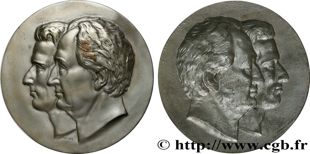 LITERATURE : WRITERS - POETS Médaille, Friedrich von Schiller et Johann Wolfgang von Goethe AU