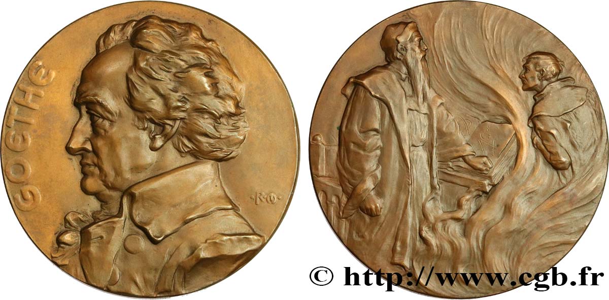 LITTÉRATURE : ÉCRIVAINS/ÉCRIVAINES - POÈTES Médaille, Johann Wolfgang von Goethe TTB+