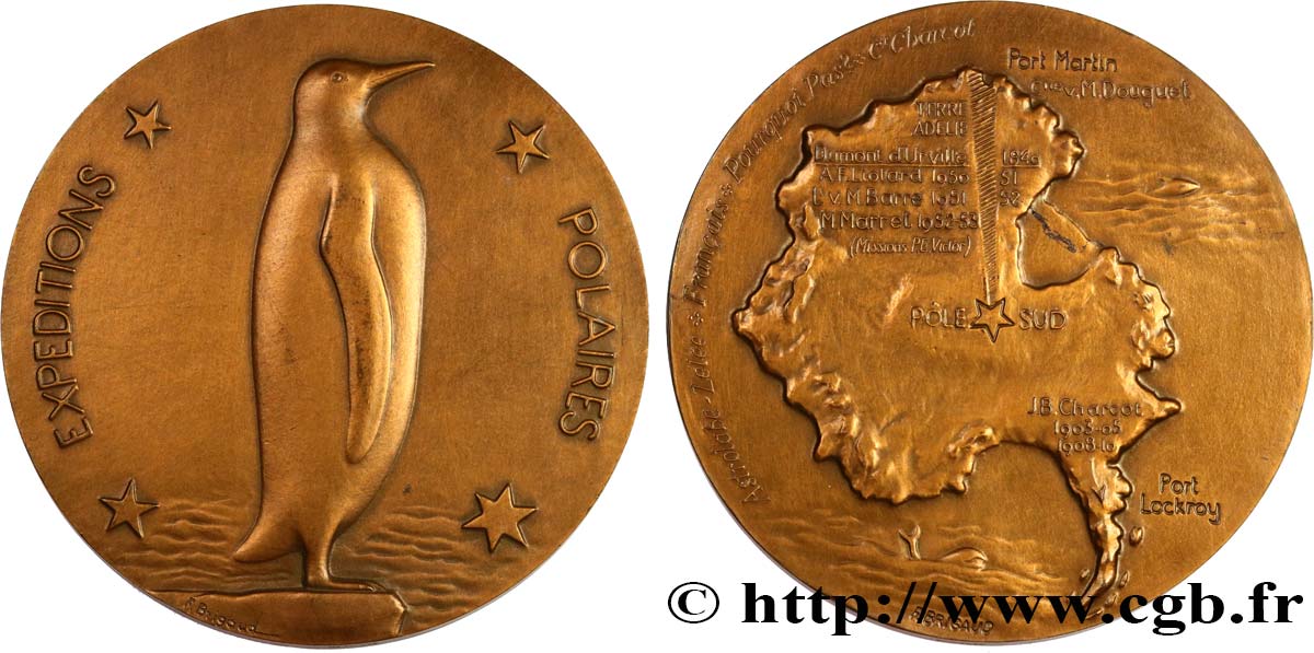 FRENCH SOUTHERN AND ANTARTIC LANDS Médaille, Expéditions polaires AU/AU