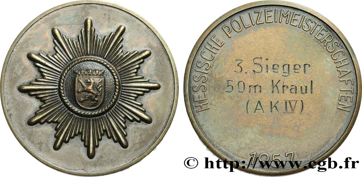 ALLEMAGNE Médaille, Championnat de Police d’Hesse TTB+