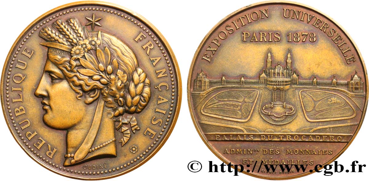 III REPUBLIC Médaille, Palais du Trocadéro, Exposition Universelle XF/AU