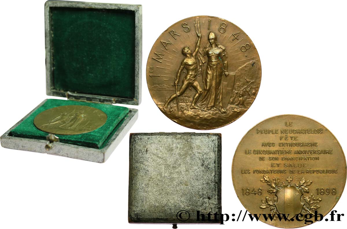 SVIZZERA - CANTON NEUCHATEL Médaille, 50e anniversaire d’émancipation du peuple neuchâtelois BB