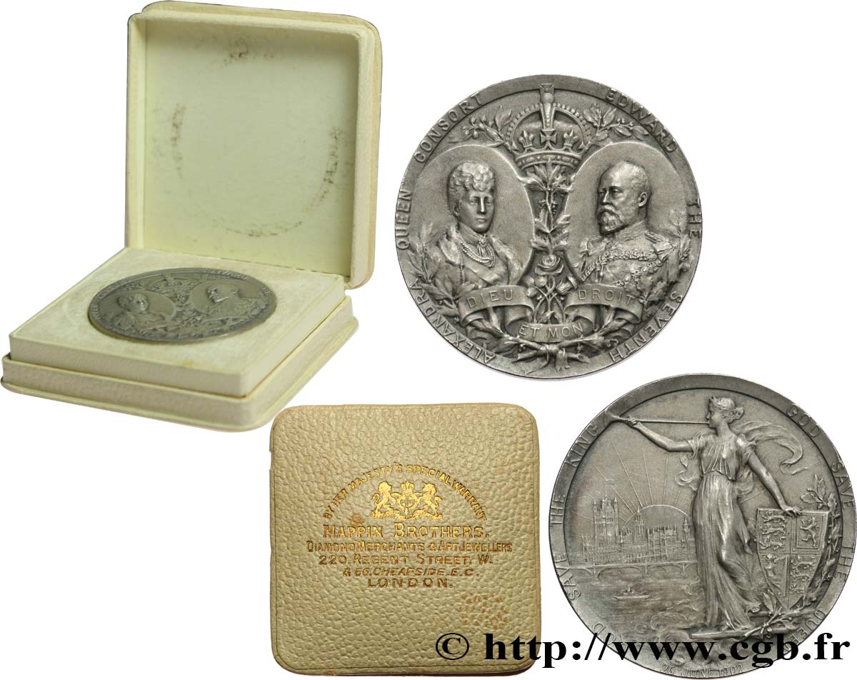 GRANDE-BRETAGNE - ÉDOUARD VII Médaille, couronnement d’Edouard VII AU