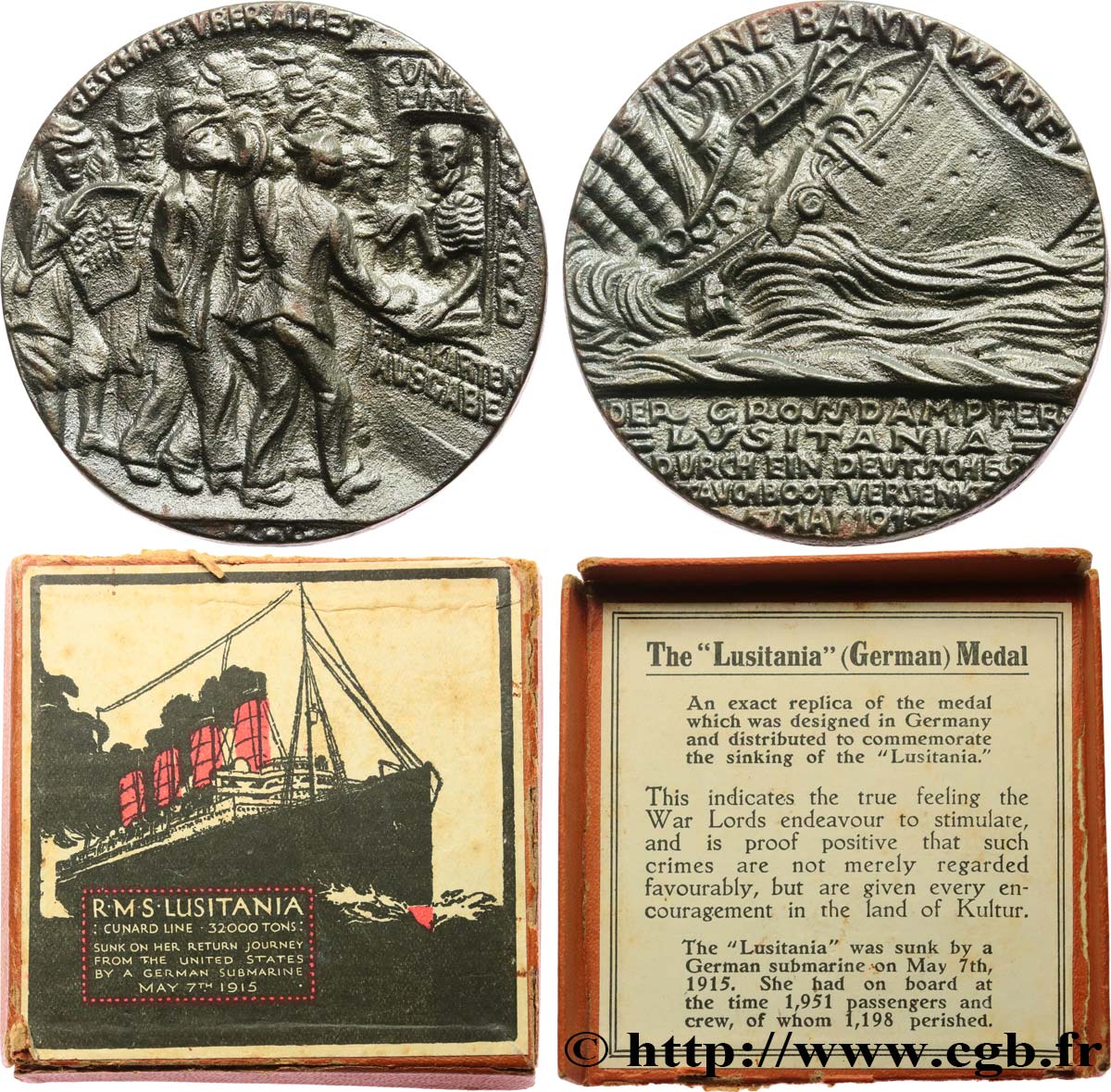 TERZA REPUBBLICA FRANCESE Médaille, Torpillage du Lusitania q.SPL