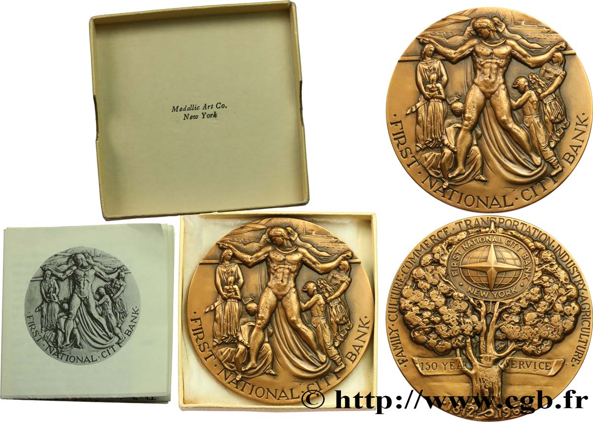 BANQUES - ÉTABLISSEMENTS DE CRÉDIT Médaille, Commémoration du 150e anniversaire de la First National City Bank SPL