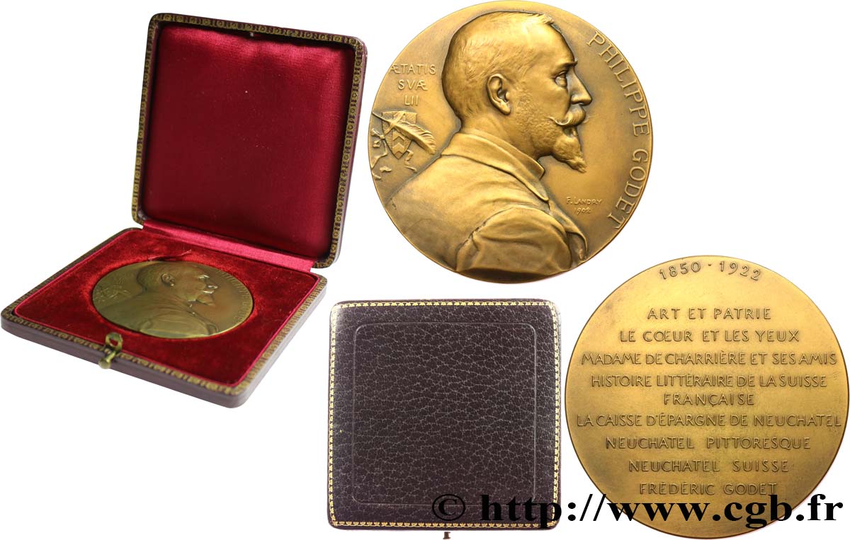 LITTÉRATURE : ÉCRIVAINS/ÉCRIVAINES - POÈTES Médaille, Philippe Godet SUP