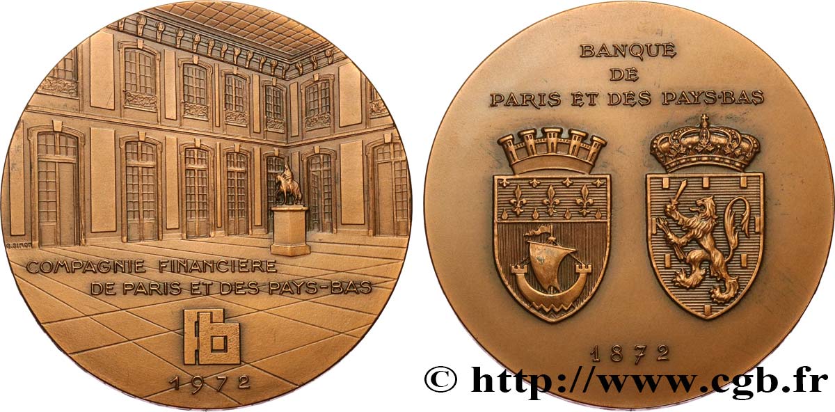 V REPUBLIC Médaille, Banque de Paris et des Pays-Bas, 100e anniversaire AU