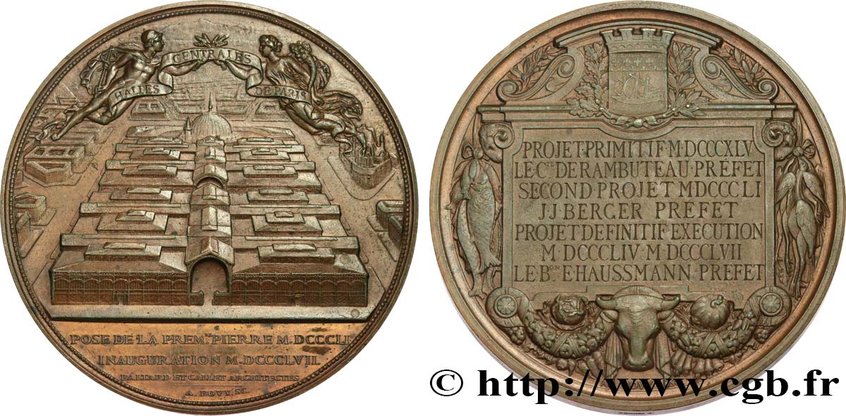 SECOND EMPIRE Médailles, Les Halles Centrales de Paris TTB+