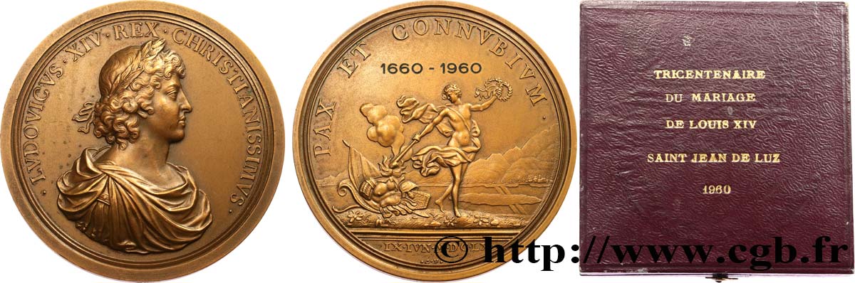 LOUIS XIV LE GRAND OU LE ROI SOLEIL Médaille, Tricentenaire du mariage du roi SUP