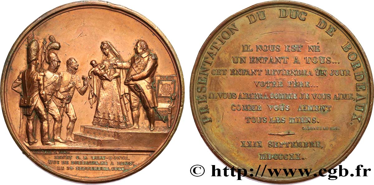 LOUIS XVIII Médaille, Présentation du Duc de Bordeaux XF