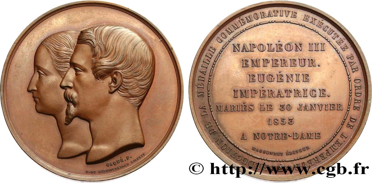 SEGUNDO IMPERIO FRANCES Médaille, Mariage de Napoléon III et Eugénie EBC