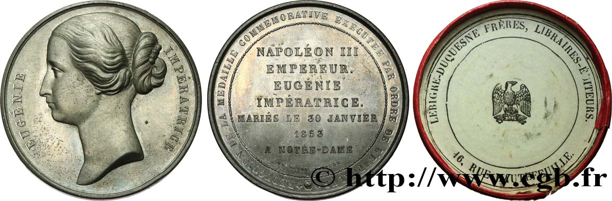 SECOND EMPIRE Médaille, Eugénie, Mariage de Napoléon III et Eugénie TTB+/SUP