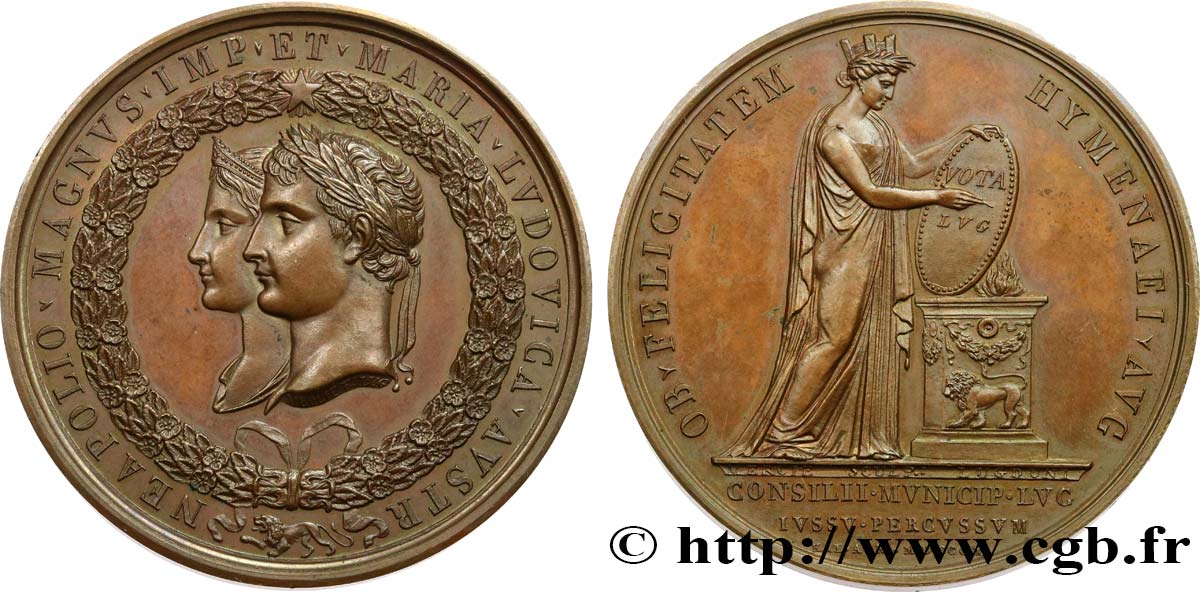 PRIMER IMPERIO Médaille, la ville de Lyon en l honneur du mariage de Napoléon Ier et de Marie-Louise EBC
