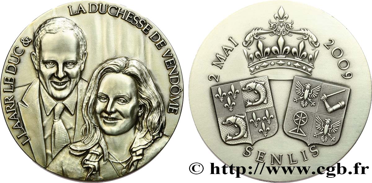 LOVE AND MARRIAGE Médaille, Mariage de Jean de France, duc de Vendôme, et de DOna Philoména de Tornos y Steinhart AU