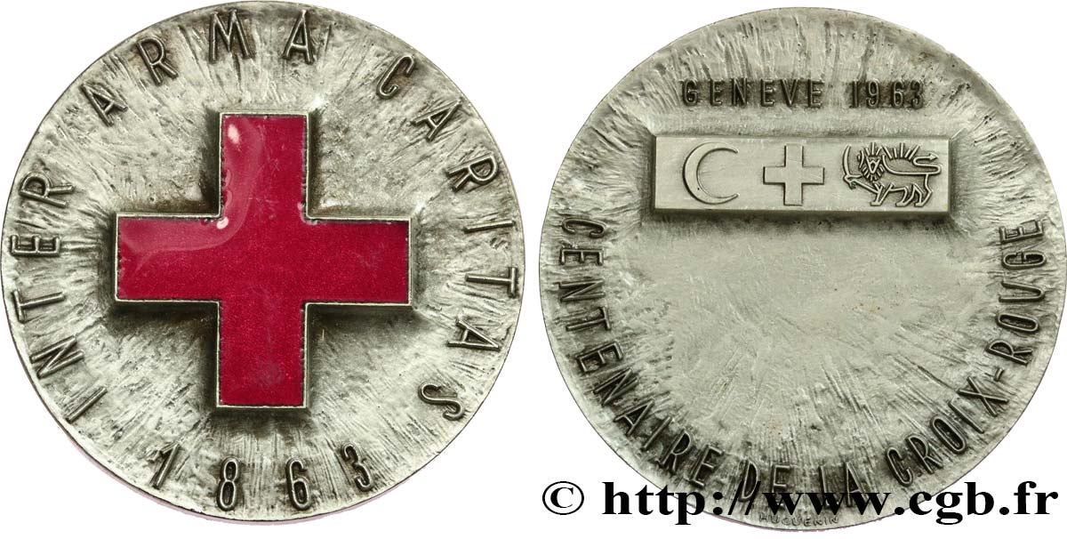 QUINTA REPUBLICA FRANCESA Médaille, Centenaire de la croix-rouge EBC