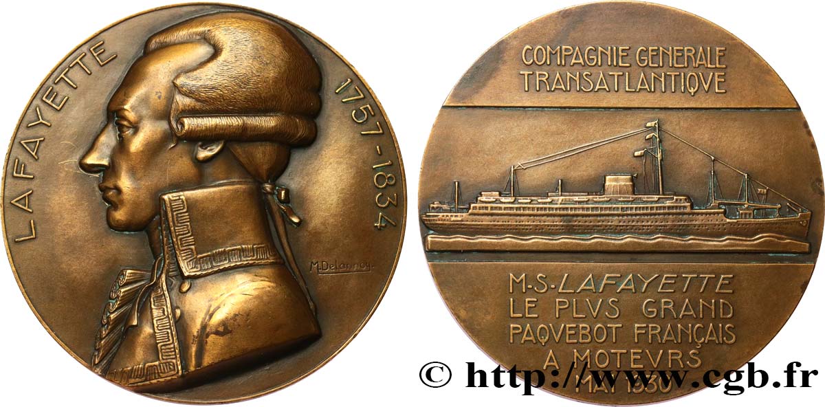 TROISIÈME RÉPUBLIQUE Médaille, Paquebot M. S. Lafayette TTB+