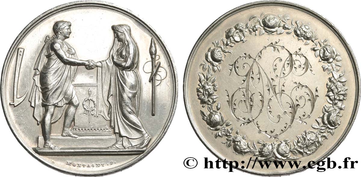 AMOUR ET MARIAGE Médaille de mariage, Couple antique fVZ