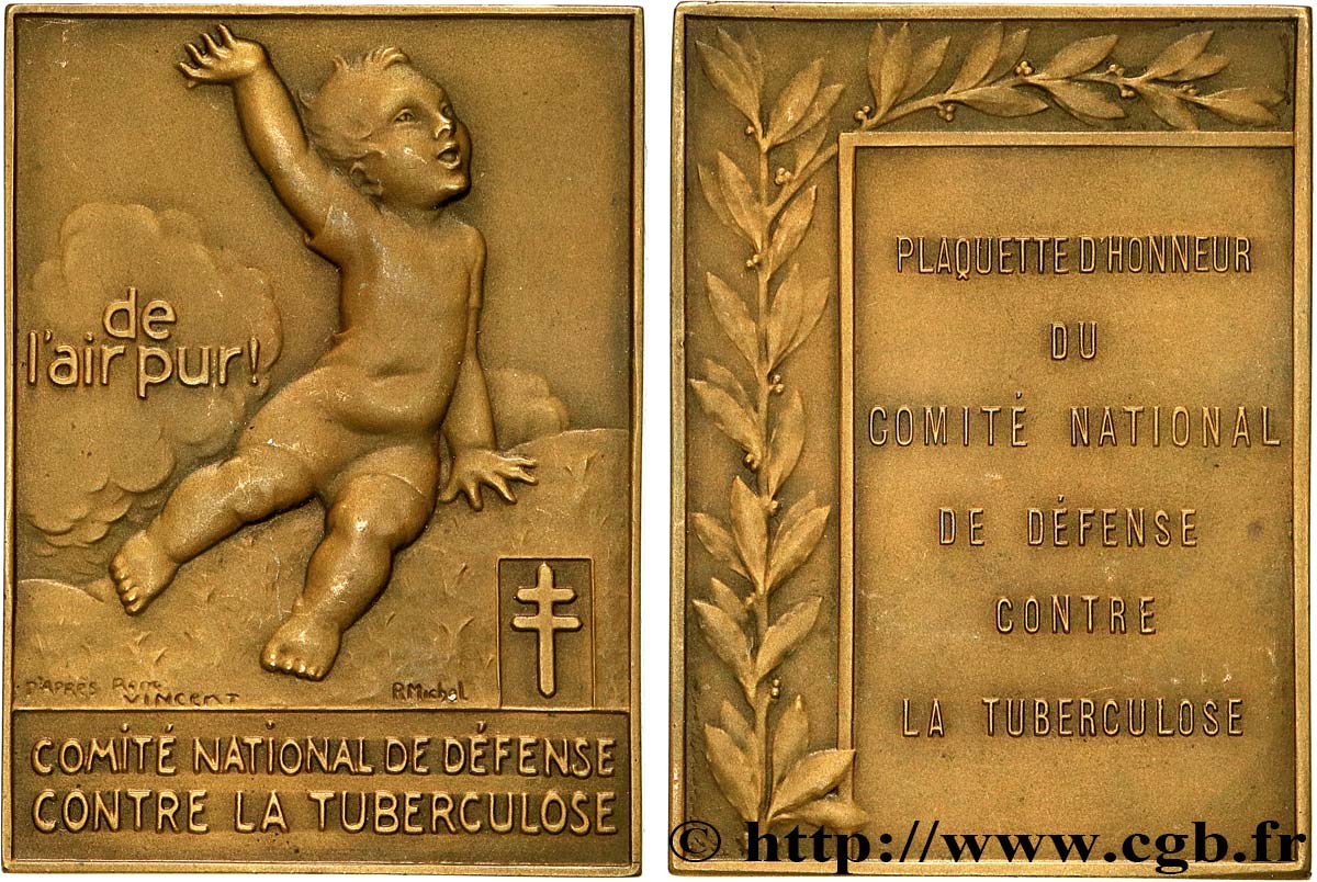 TROISIÈME RÉPUBLIQUE Plaquette d’honneur, Défense contre la Tuberculose TTB+