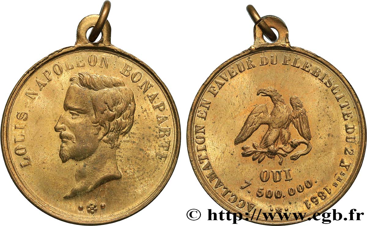 SECOND EMPIRE Médaille, Acclamation du plébiscite SUP