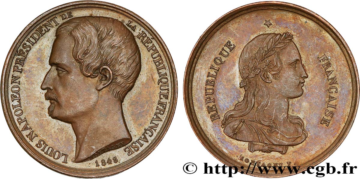 DEUXIÈME RÉPUBLIQUE Médaille, Louis Napoléon, président de la République Française EBC
