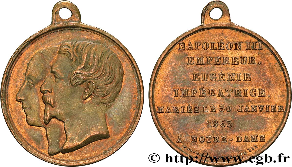 AMOUR ET MARIAGE Médaillette, Mariage de Napoléon III et d’Eugénie MBC
