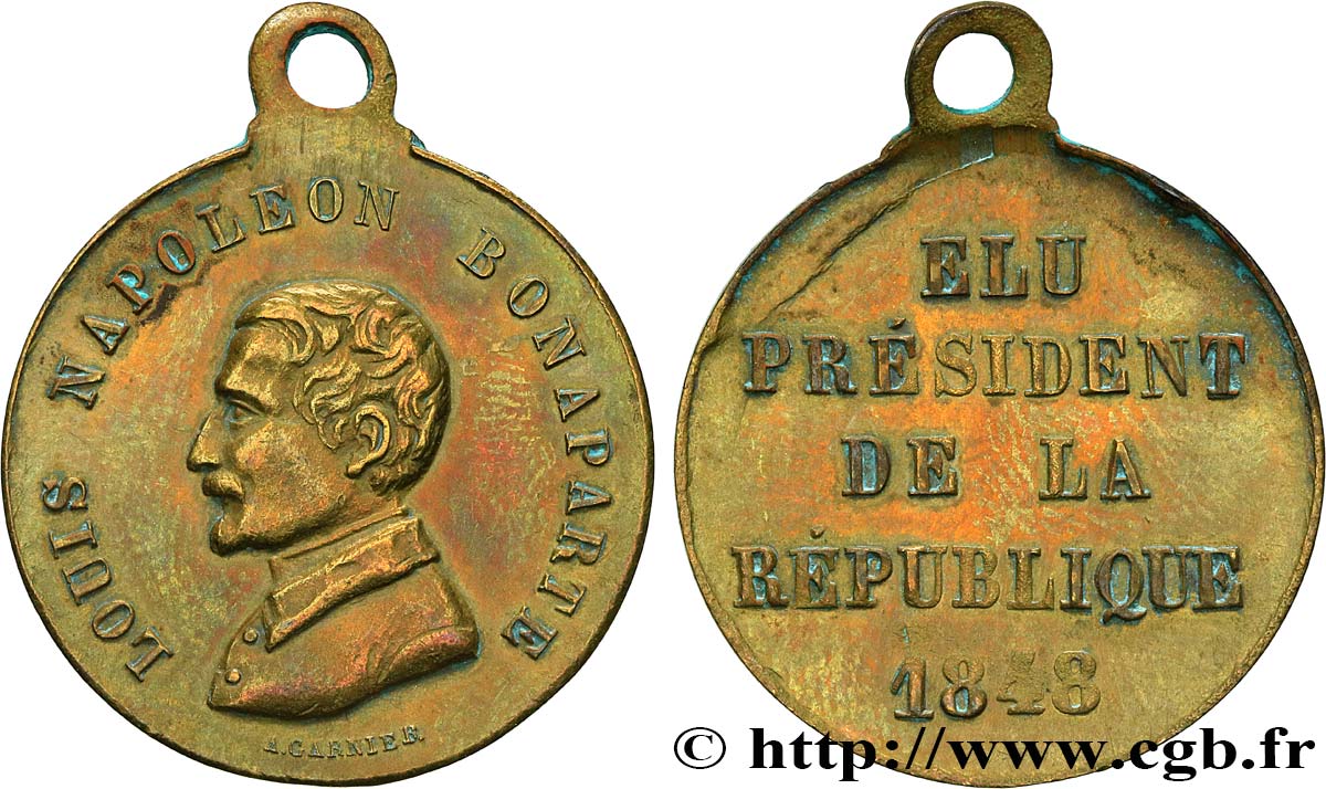 DEUXIÈME RÉPUBLIQUE Médaillette, Élection du président Louis Napoléon Bonaparte TTB