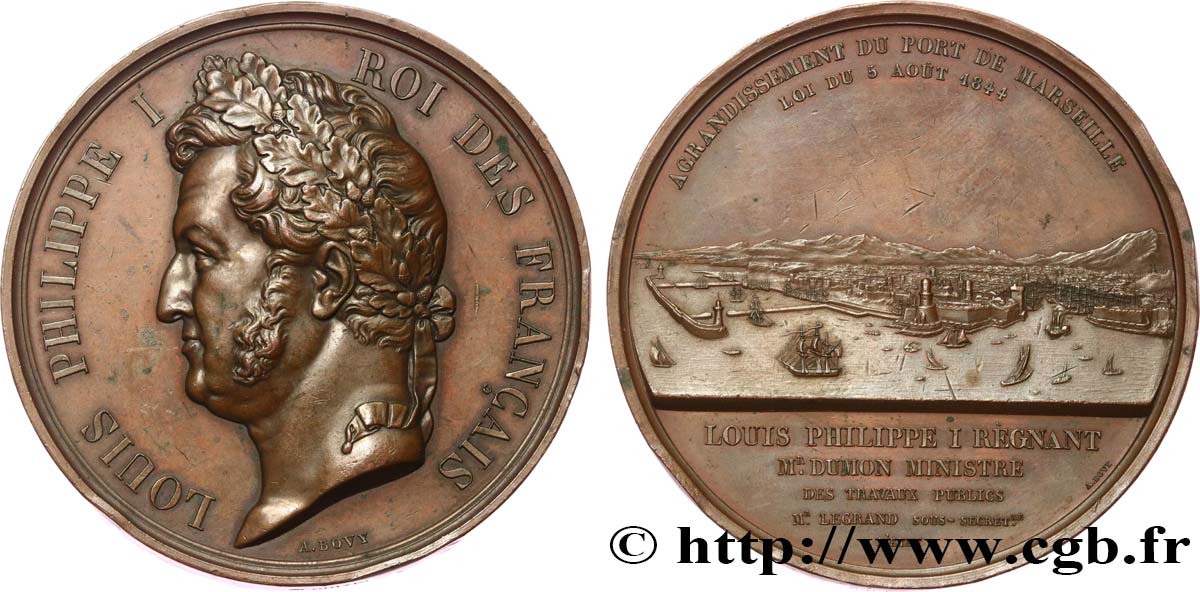 LOUIS-PHILIPPE Ier Médaille, Agrandissement du port de Marseille TTB