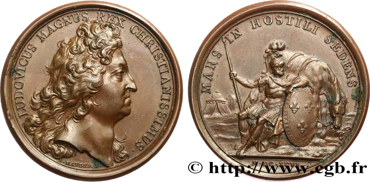 LOUIS XIV LE GRAND OU LE ROI SOLEIL Médaille, Campagne de 1696 TTB+