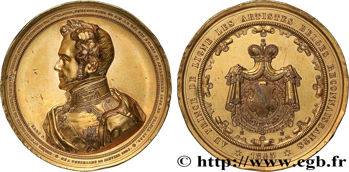 BELGIQUE - ROYAUME DE BELGIQUE - LÉOPOLD Ier Médaille, Hommage des artistes à Eugène, prince de Ligne MBC