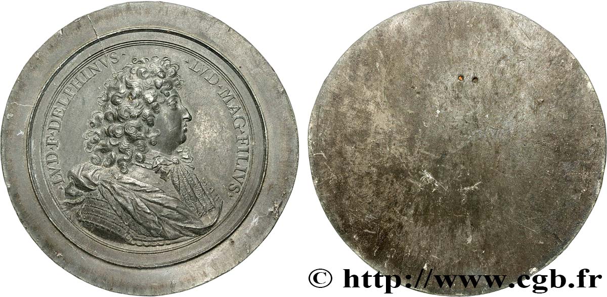 LOUIS XIV LE GRAND OU LE ROI SOLEIL Médaille, tirage uniface en plomb, Louis XIV SUP