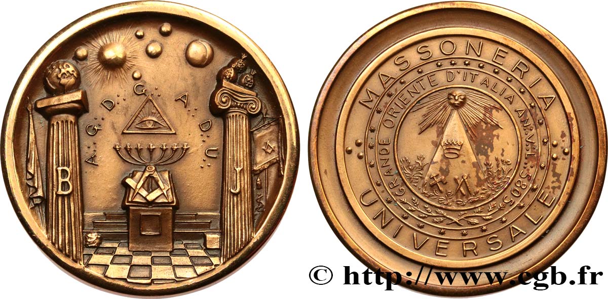 FREEMASONRY Médaille, Grand orient d’Italie AU