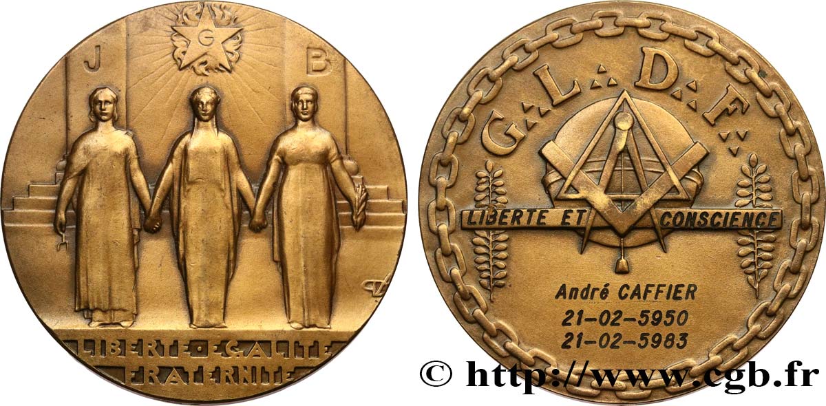 FRANC - MAÇONNERIE Médaille, Loge Liberté et Conscience SUP