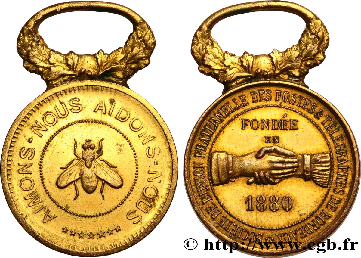 ASSOCIATIONS PROFESSIONNELLES - SYNDICATS Médaille, Société de l’Union fraternelle des postes et télégraphes TTB+