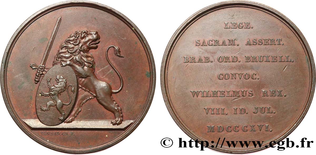 ROYAUME DES PAYS-BAS - GUILLAUME Ier Médaille, Réunion des domaines q.SPL