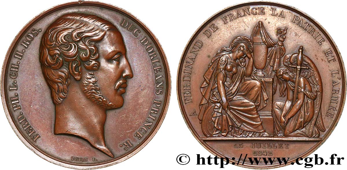LOUIS-PHILIPPE Ier Médaille, Décès de Ferdinand-Philippe d Orléans TTB+