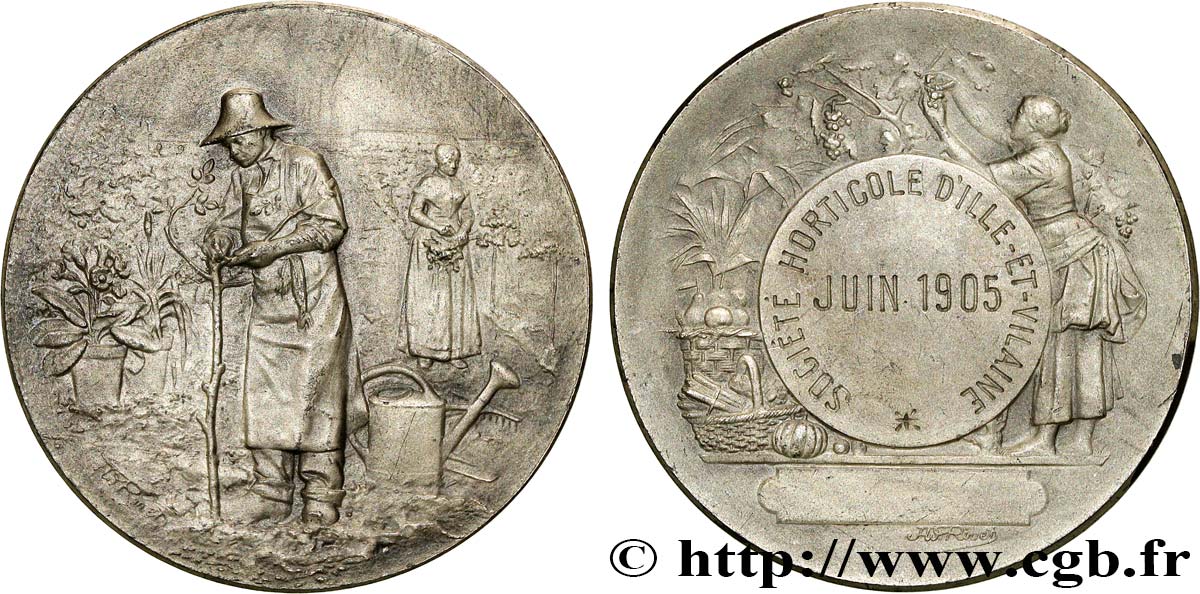 SOCIÉTÉS D&nbsp;AGRICULTURE, HORTICULTURE, PÊCHE ET CHASSE Médaille de récompense, Société d’horticulture TTB+