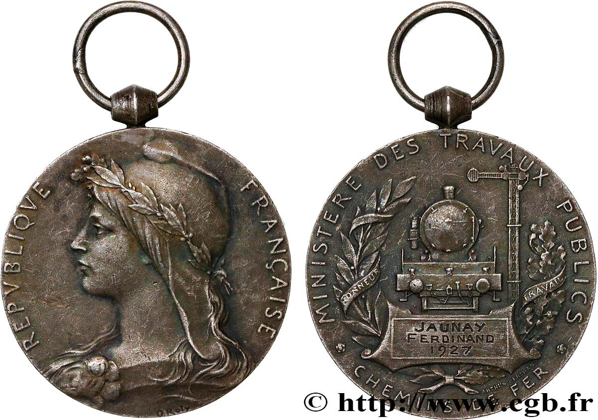 TERZA REPUBBLICA FRANCESE Médaille des Chemins de Fer, Ministère des travaux publics BB