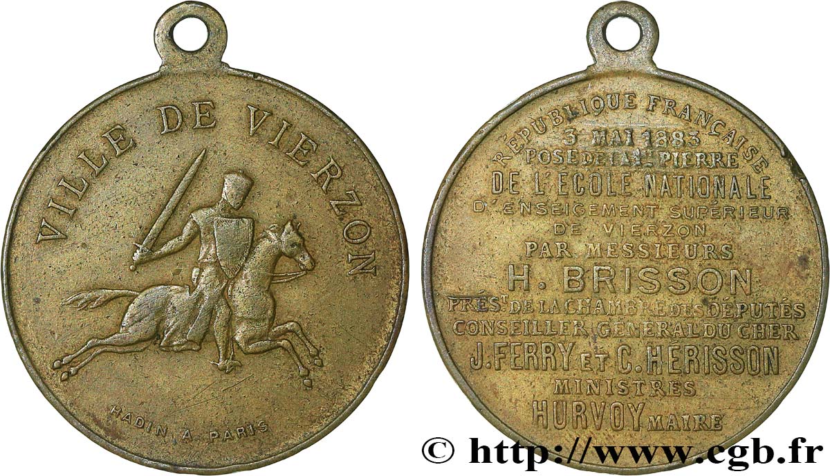 TROISIÈME RÉPUBLIQUE Médaille, Pose de la première pierre de l’École Nationale d’Enseignement Supérieur TB+