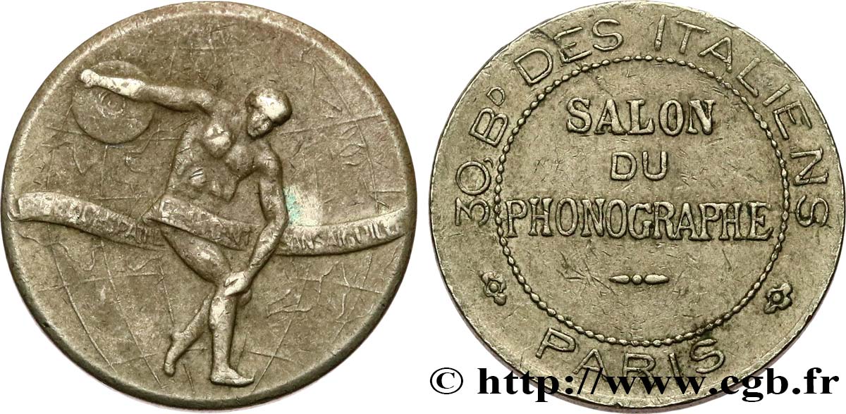 DRITTE FRANZOSISCHE REPUBLIK Médaille (jeton d’automate), Salon du Phonographe SS
