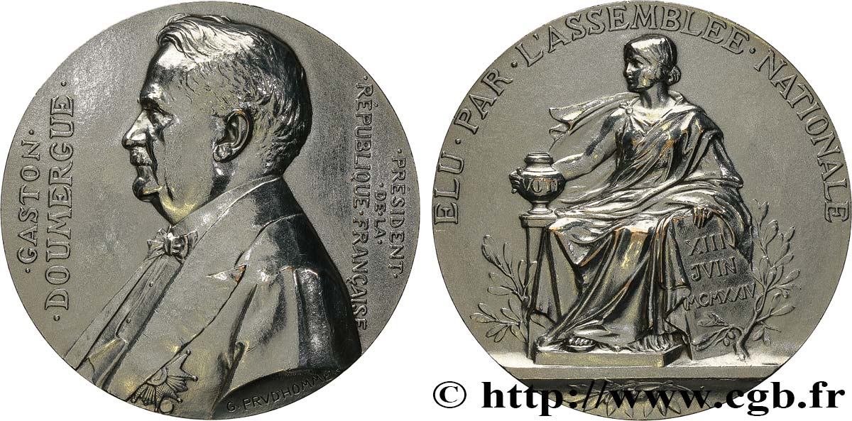 III REPUBLIC Médaille, Élection de Gaston Doumergue XF