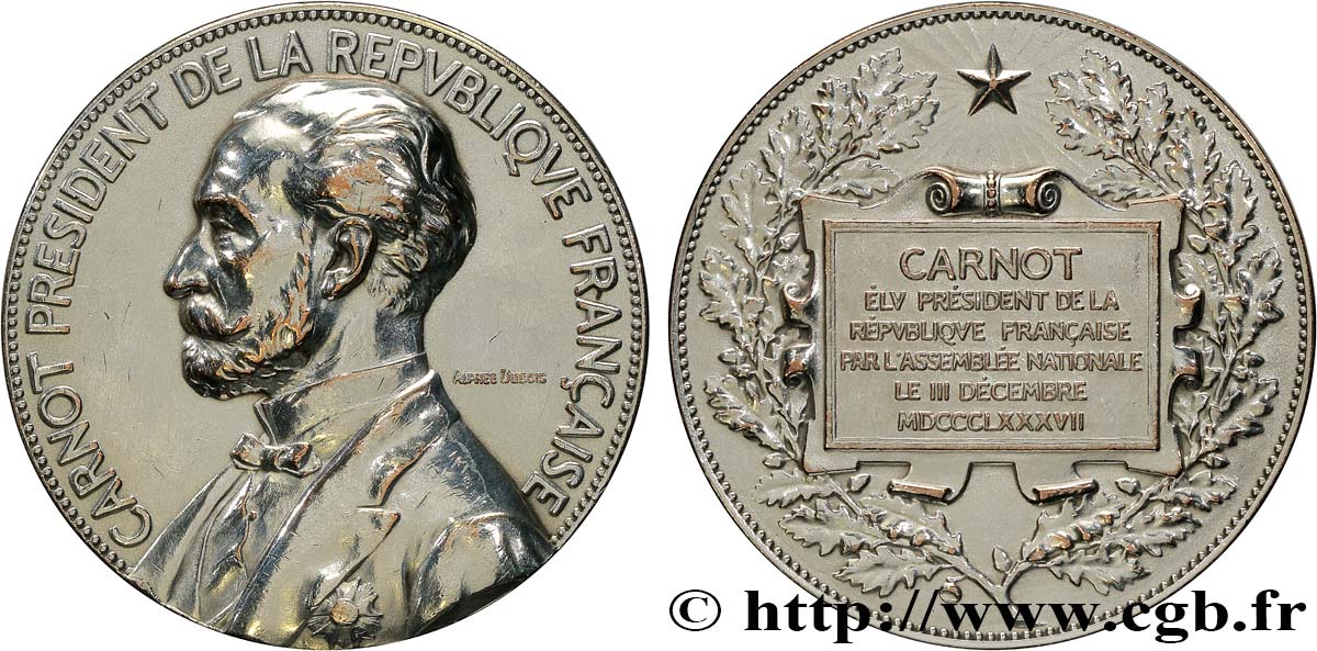 TROISIÈME RÉPUBLIQUE Médaille, Élection de Sadi Carnot TTB