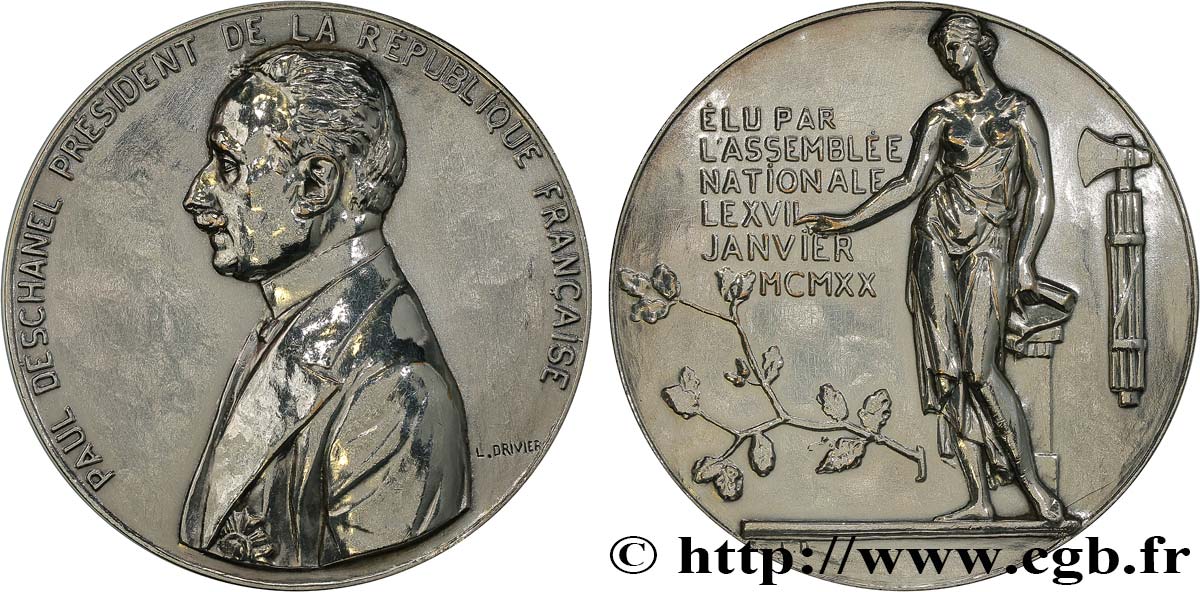 DRITTE FRANZOSISCHE REPUBLIK Médaille, Paul Deschanel élu par l’Assemblée Nationale SS