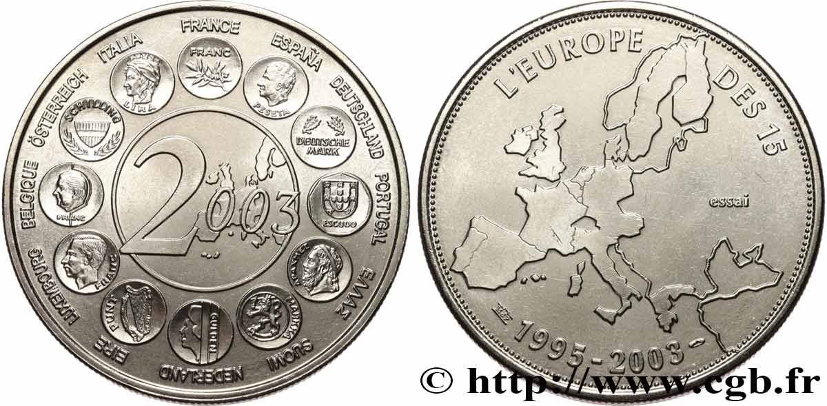 V REPUBLIC Médaille, Essai, l’Europe des 15 XF