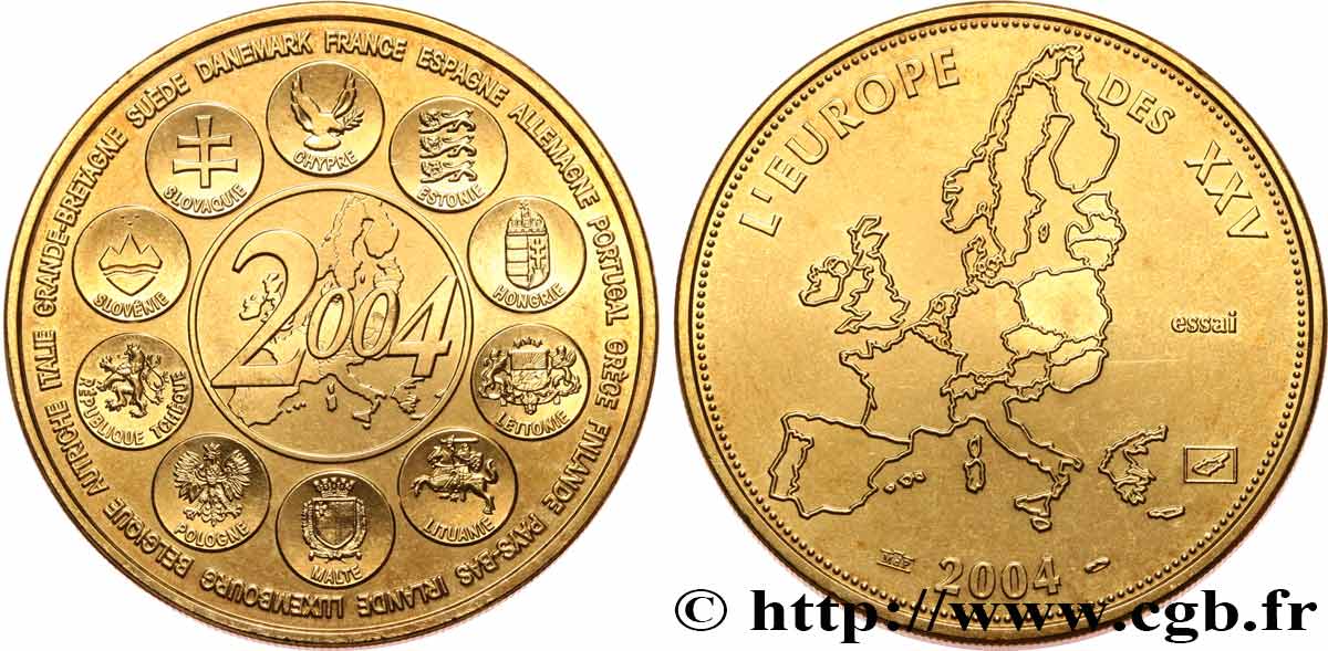 CINQUIÈME RÉPUBLIQUE Médaille, Essai, Dernière année des 12 pays de l’Euro TTB+