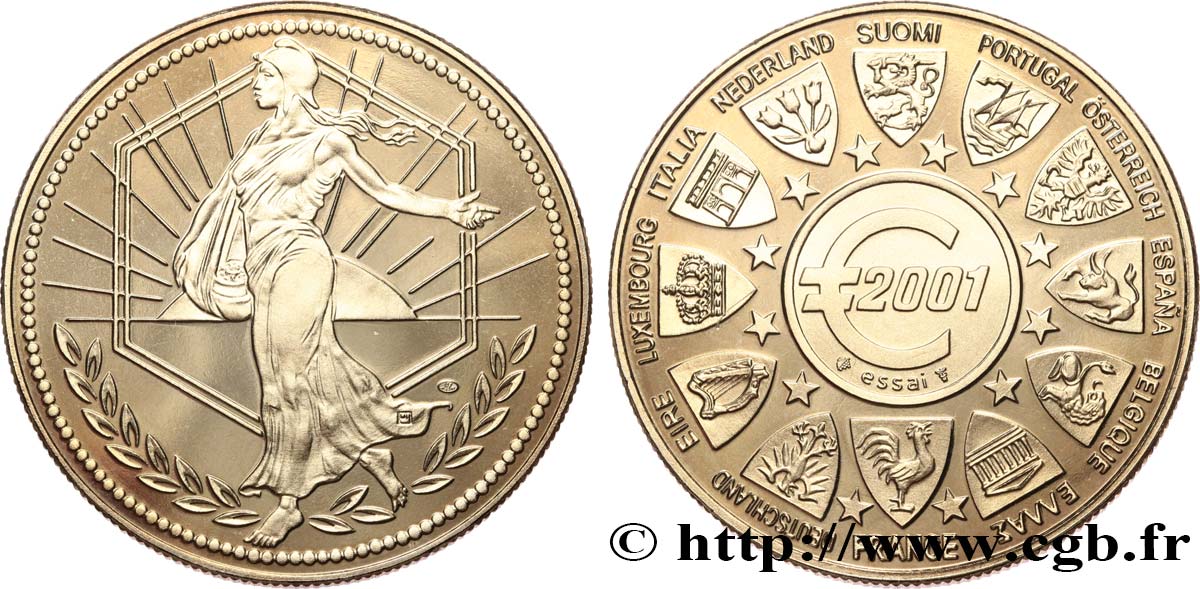 QUINTA REPUBLICA FRANCESA Médaille, Essai Euro EBC