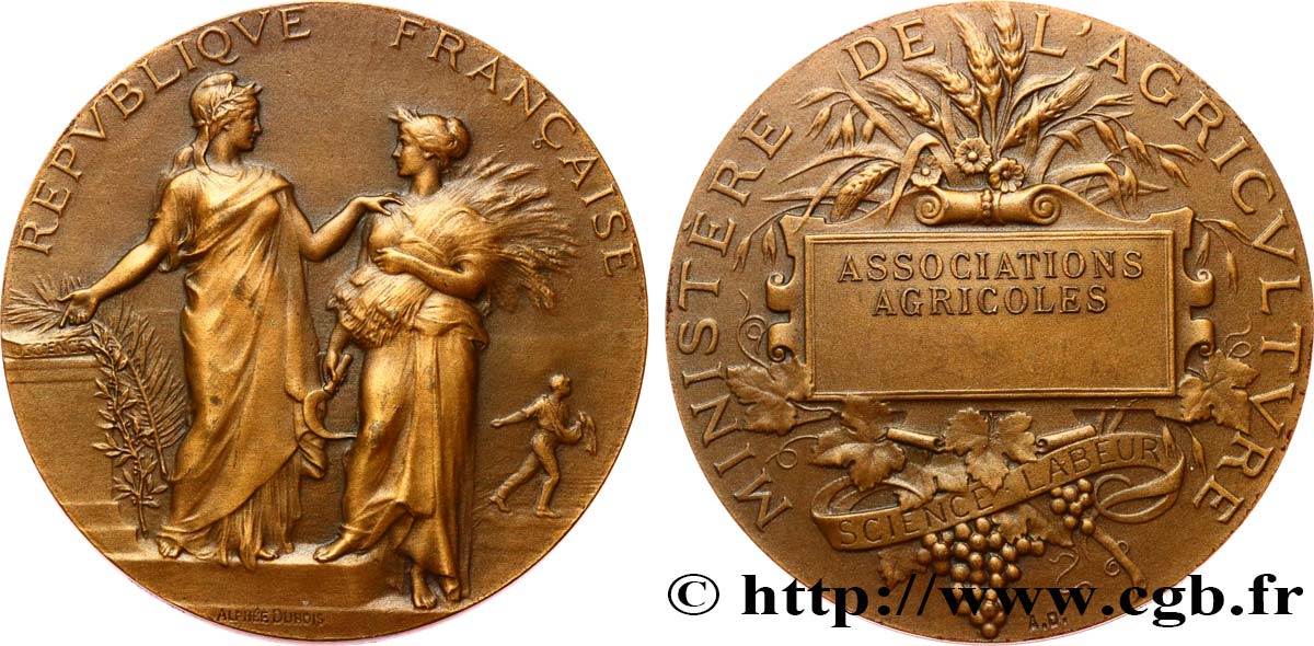 TROISIÈME RÉPUBLIQUE Médaille de récompense, Associations agricoles SUP