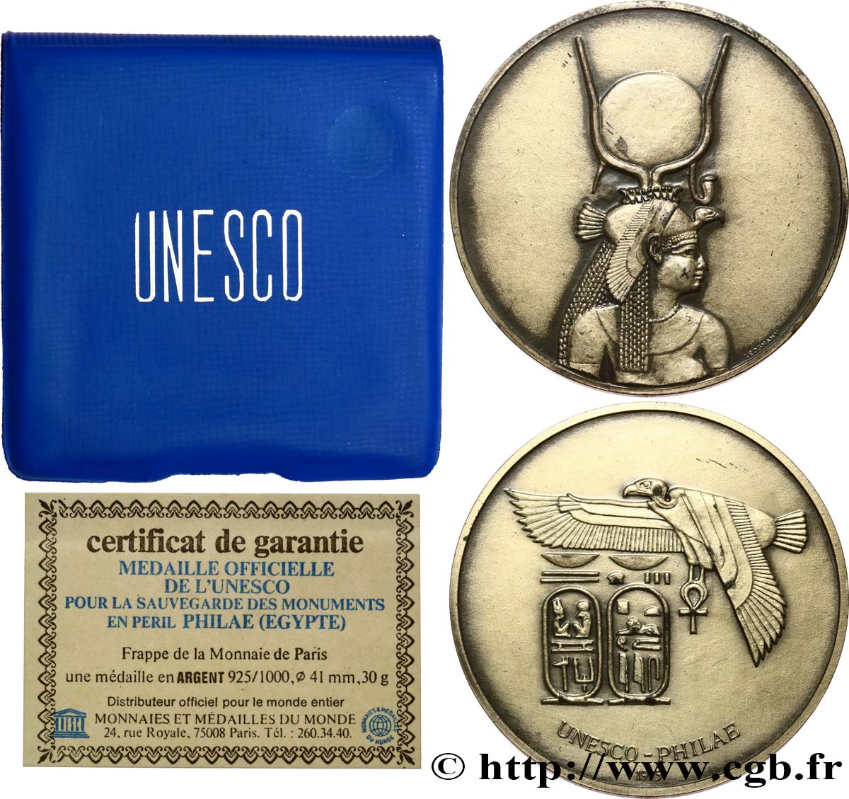 BUILDINGS AND HISTORY Médaille, UNESCO, Sauvegarde des monuments en péril, Philae AU