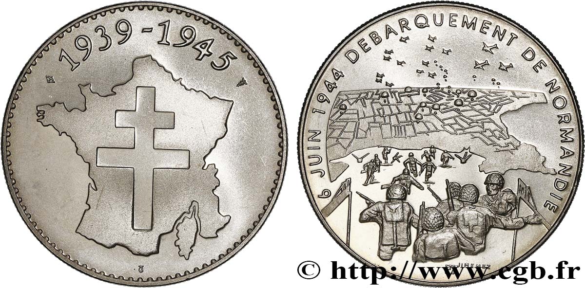 QUINTA REPUBLICA FRANCESA Médaille commémorative, débarquement de Normandie EBC