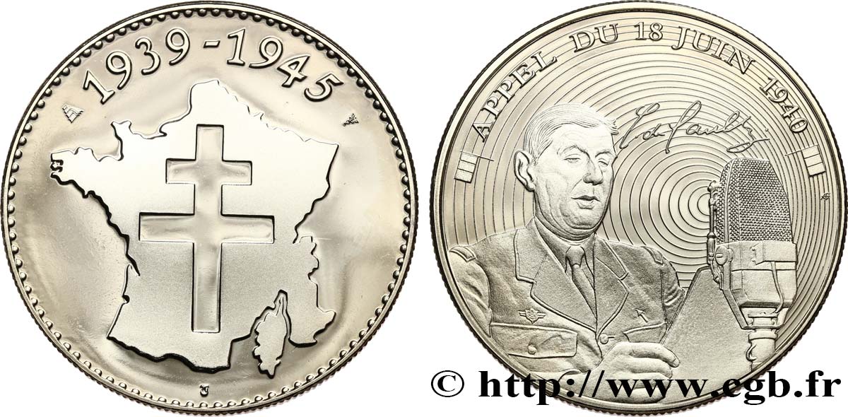 QUINTA REPUBLICA FRANCESA Médaille commémorative, Appel du 18 juin 1940 EBC