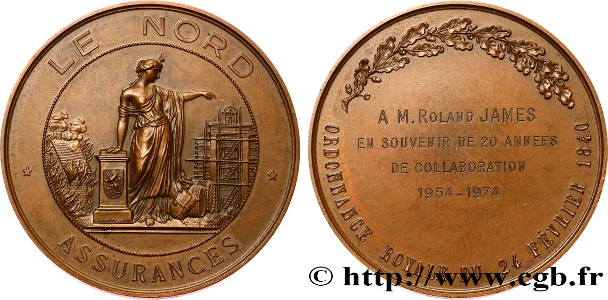 INSURANCES Médaille de reconnaissance, Le Nord AU